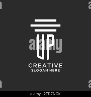 UP initials with simple pillar logo design, creative legal firm logo vector graphic Stock Vector