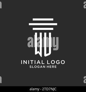 WU initials with simple pillar logo design, creative legal firm logo vector graphic Stock Vector