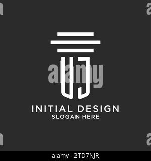 UJ initials with simple pillar logo design, creative legal firm logo vector graphic Stock Vector