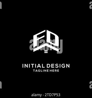 Initial FD logo with abstract home roof, simple and clean real estate logo design vector graphic Stock Vector