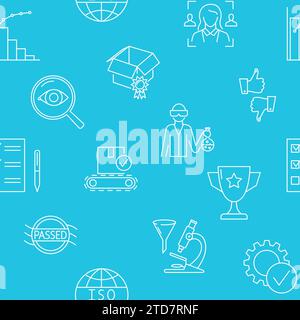 Quality control seamless pattern in line style. Production or service testing. Vector illustration. Stock Vector