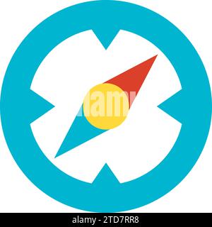 Business growth direction indicator tool. Magnetic compass tool, business process organization flat symbol. Simple flat color icon isolated on white b Stock Vector