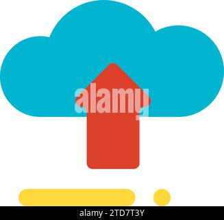 Storing data on remote servers. Uploading information to cloud storage, business process organization flat symbol. Simple flat color icon isolated on Stock Vector