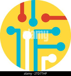 Advanced technologies and equipment in production. Microprocessor silicon wafer, business process organization flat symbol. Simple flat color icon iso Stock Vector