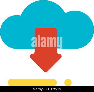 Receiving data from online services. Downloading information from cloud, business process organization flat symbol. Simple flat color icon isolated on Stock Vector