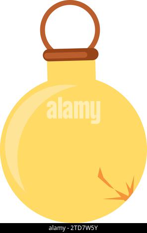 Reusable cracked ball Christmas tree toy, glass home object. Household item out of use for disposal. Recycling of industrial products. Simple flat vec Stock Vector