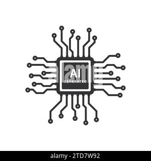 Creative logo of artificial intelligence combined with processor chip isolated on white background Stock Vector