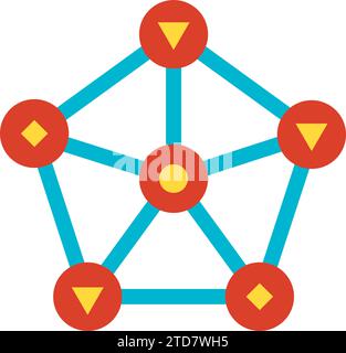Corporate structure of company hierarchy. Relationship between production elements, business process organization flat symbol. Simple flat color icon Stock Vector