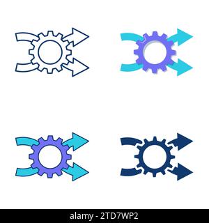System flexibility icon set in flat and line style. Adaptability, agile technology. Vector illustration Stock Vector