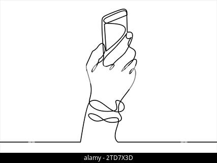 Hand holding smartphone with text message on screen and speech bubble. Phone with chat or messenger notification. Instant messaging service Stock Vector