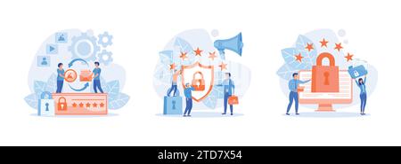 Privacy Politics Concept, General rules for data protection, General Privacy Regulation. General Privacy set flat vector modern illustration Stock Vector
