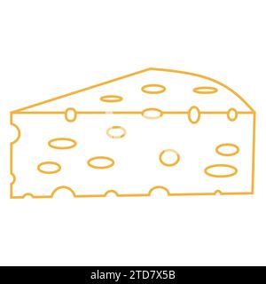 Cartoon outlines piece cheese for mousetrap, cheese bait for mice Stock Vector