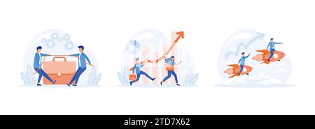 People on business competition. Business people competitive with business on target graph. Leadership to win business competition. Business competitio Stock Vector