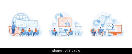 Business Online Training, online training courses for employees, Education online training courses. Online Training set flat vector modern illustratio Stock Vector