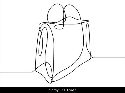 One continuous line drawing.Package for shopping.Paper bag. shopping bag. Stock Vector