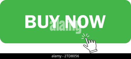 Buy now icon with Finger cursor| buy now button | buy now symbol with Click button Stock Vector
