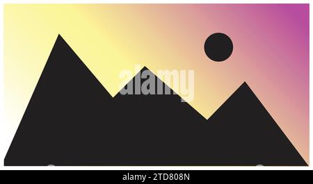 Photo Gallery icon | Picture icon |Mountains with sun gallery icon Stock Vector