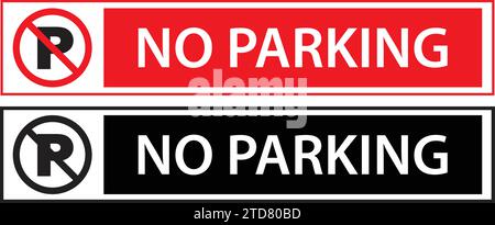 No Parking Sign Red and Block white | Vehicle Prohibited | No vehicle parking Stock Vector