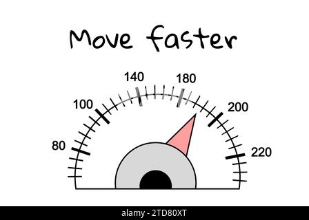 Speedometer. Move Faster. Doodle illustration Stock Vector