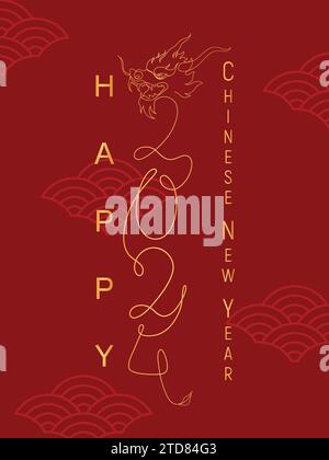 New year 2024 invitation luxury design template. Vector illustration on color background for greeting card, flyers, poster. Stock Vector