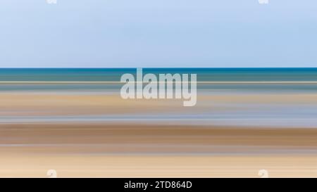 Beach Scene at Low Tide Captured with ICM ( Intentional Camera Movement) tecnique, Denmark Stock Photo