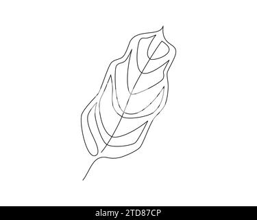 Continuous one line drawing of monstera leaf. Vector illustration. Stock Vector