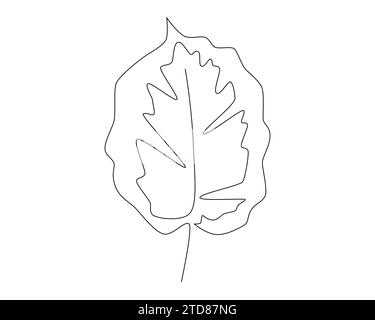 Continuous one simple single abstract line drawing of leaf icon vector illustration concept Stock Vector