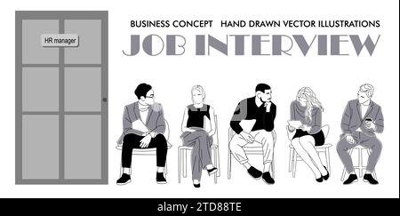 Business People Sitting on chair For Job Interview Stock Vector
