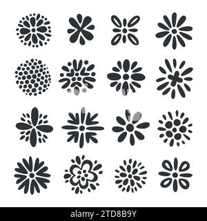 Logotype doodle art flower elements icon set collection isolated on white background vector illustration. Stock Vector