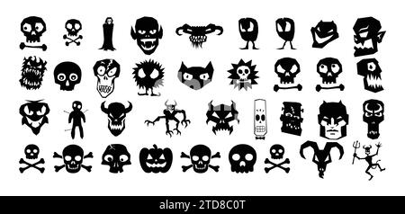 Horror Ghost Face And Skulls Stock Vector