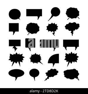 Set of different types of empty speech clouds chat bubbles icon vector shapes for comics or web. Add text, easy to edit, any size. Stock Vector