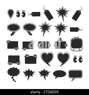 Set of different types empty speech clouds chat bubbles icon vector shapes for comics or web. Add text, easy to edit, any size. Stock Vector