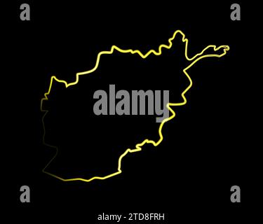 Vector isolated illustration of Afghanistan map with neon effect. Stock Vector