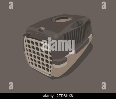 Cat carrier vector isolated illustration. Transporting a cat. Stock Vector