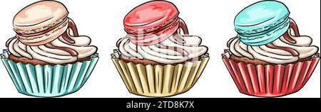set of candy and dessert elements for Valentine's Day cake, digital printing, t-shirt designs, stickers, bag patterns and more. Stock Vector