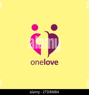 One Love Logo Simple. Love People Logo. One Heart Icon Stock Vector