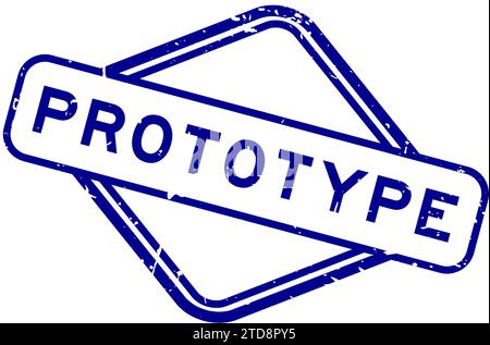 Grunge blue prototype word rubber seal stamp  on white background Stock Vector