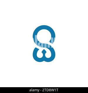 letter sw blue shape loop logo vector Stock Vector