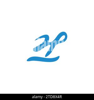 letter h p blue ink simple logo vector Stock Vector