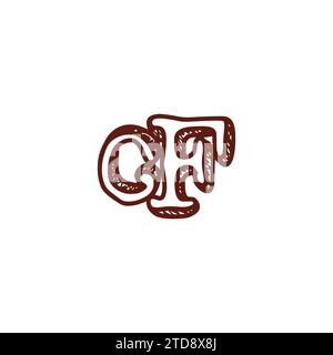 letter cf vintage brush linked font logo vector Stock Vector