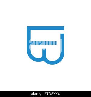 letter fw simple geometric link line logo vector Stock Vector