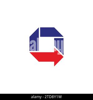 letter o process arrow geometric logo vector Stock Vector