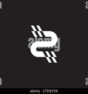 number 2 stripes race flag road logo vector Stock Vector