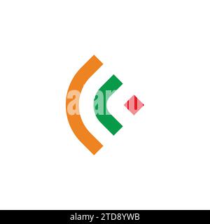letter c stripes colorful signal logo vector Stock Vector
