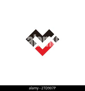 letter mj check mark simple geometric logo vector Stock Vector