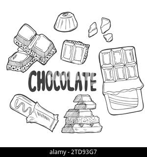 chocolate vector doodle illustration on white background Stock Vector