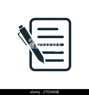 Pen Signing a Contract Paper Icon Design Template Elements Stock Vector
