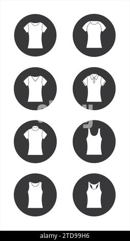 Womens t shirt, singlet, turtleneck. Clothes line icon. Vector illustration. Stock Vector