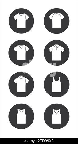 Mens t shirt, top, singlet. Clothes icon in the circle. Vector illustration. Stock Vector