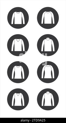 Mens and womens jumper. Clothes icon in the circle. Vector illustration. Stock Vector